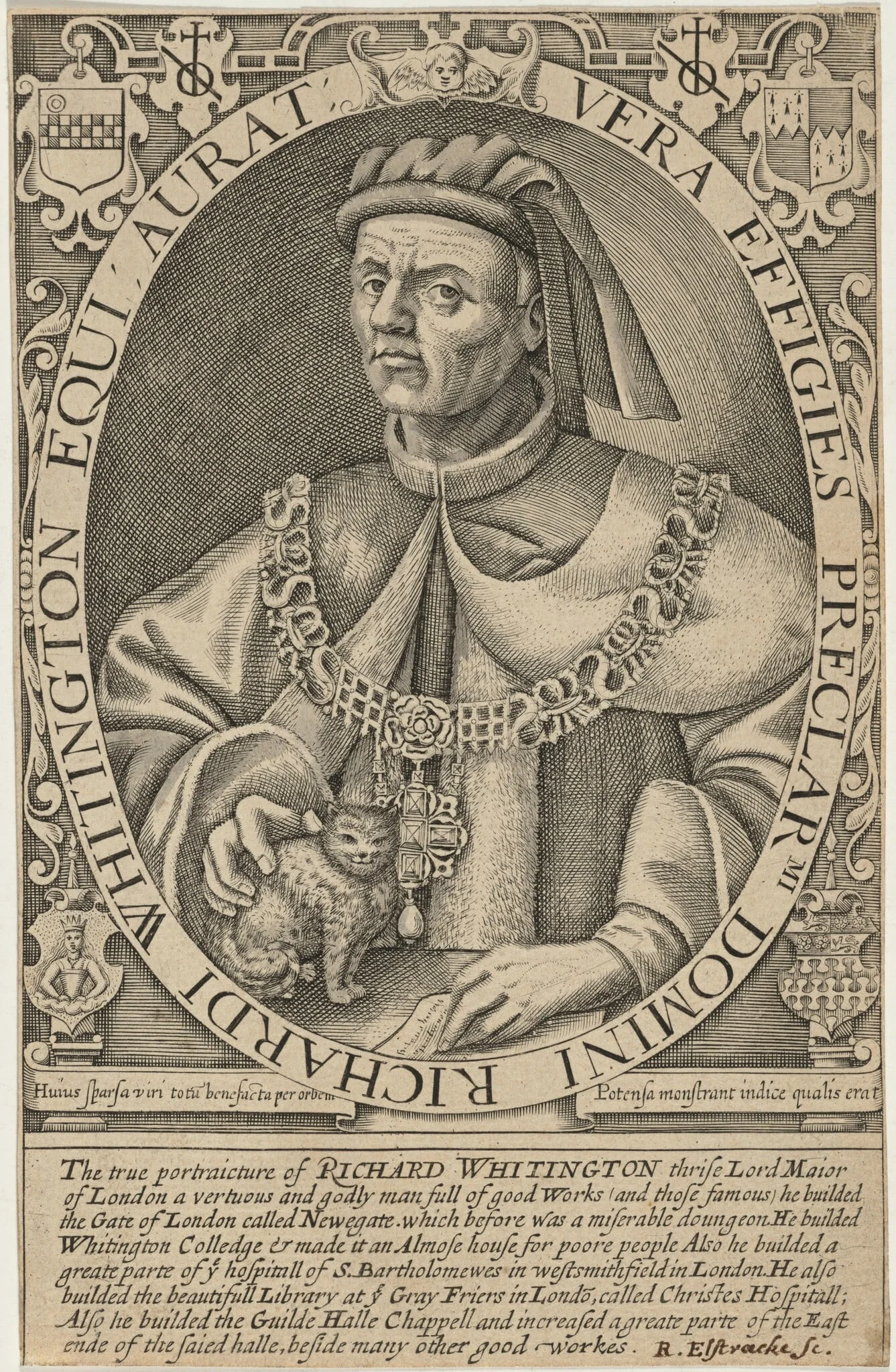 Sir Richard Whittington, Lord Mayor of London, by Renold Elstrack, ink, 1598