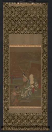 Seated Arhat with Two Attendants