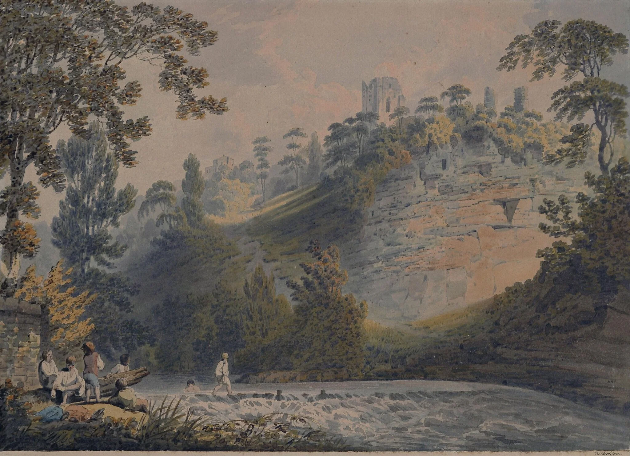 River Scene, by Francis Nicholson, watercolor, 1750