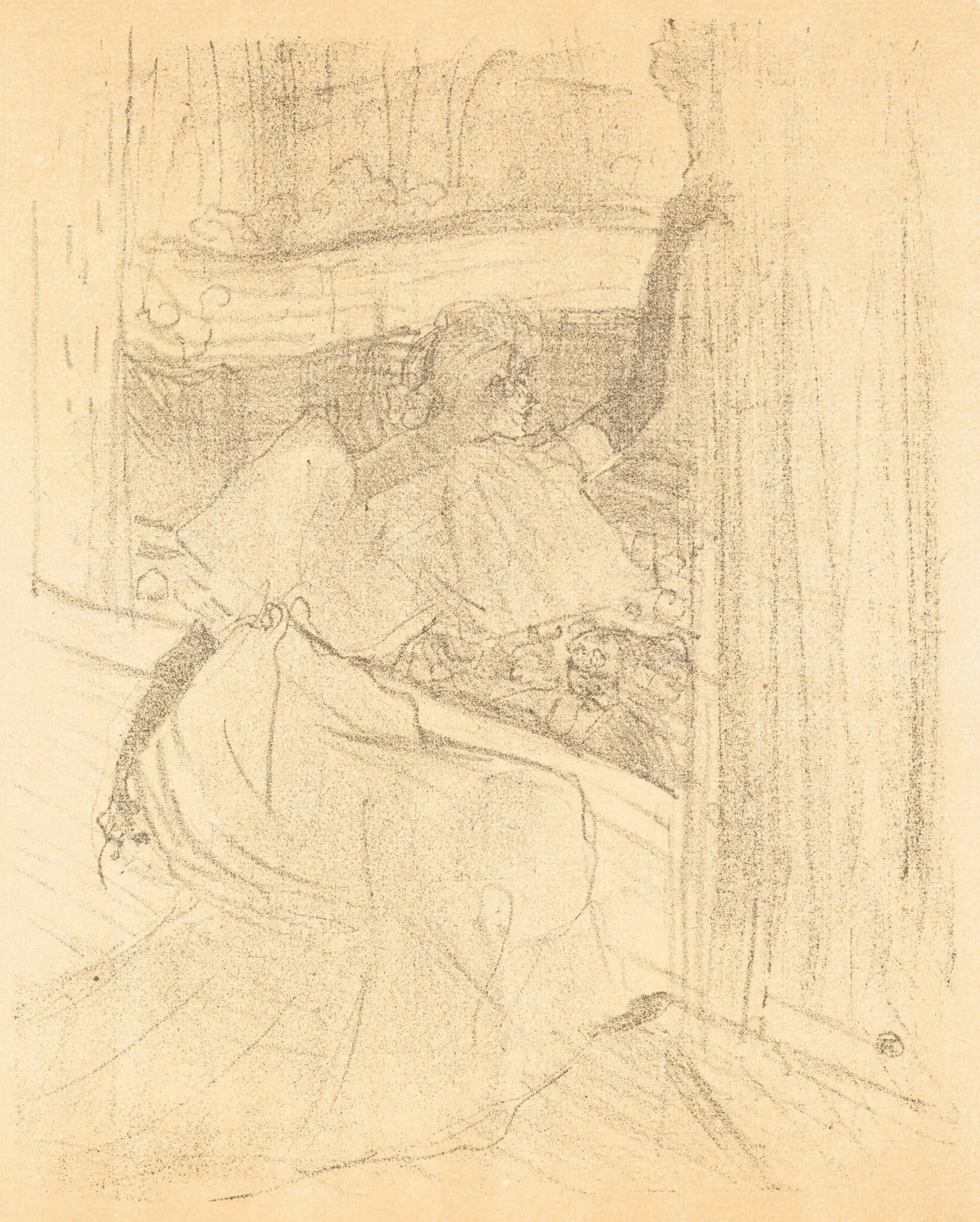 Bowing to the Audience (Saluant le public), by Henri de Toulouse-Lautrec, ink, 1898