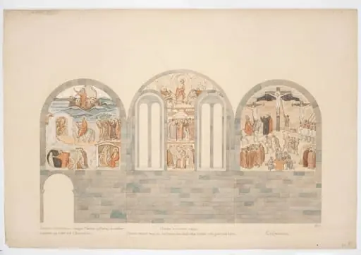 Udkast til freskerne i Viborg Domkirke. Nordre korsarms vægge