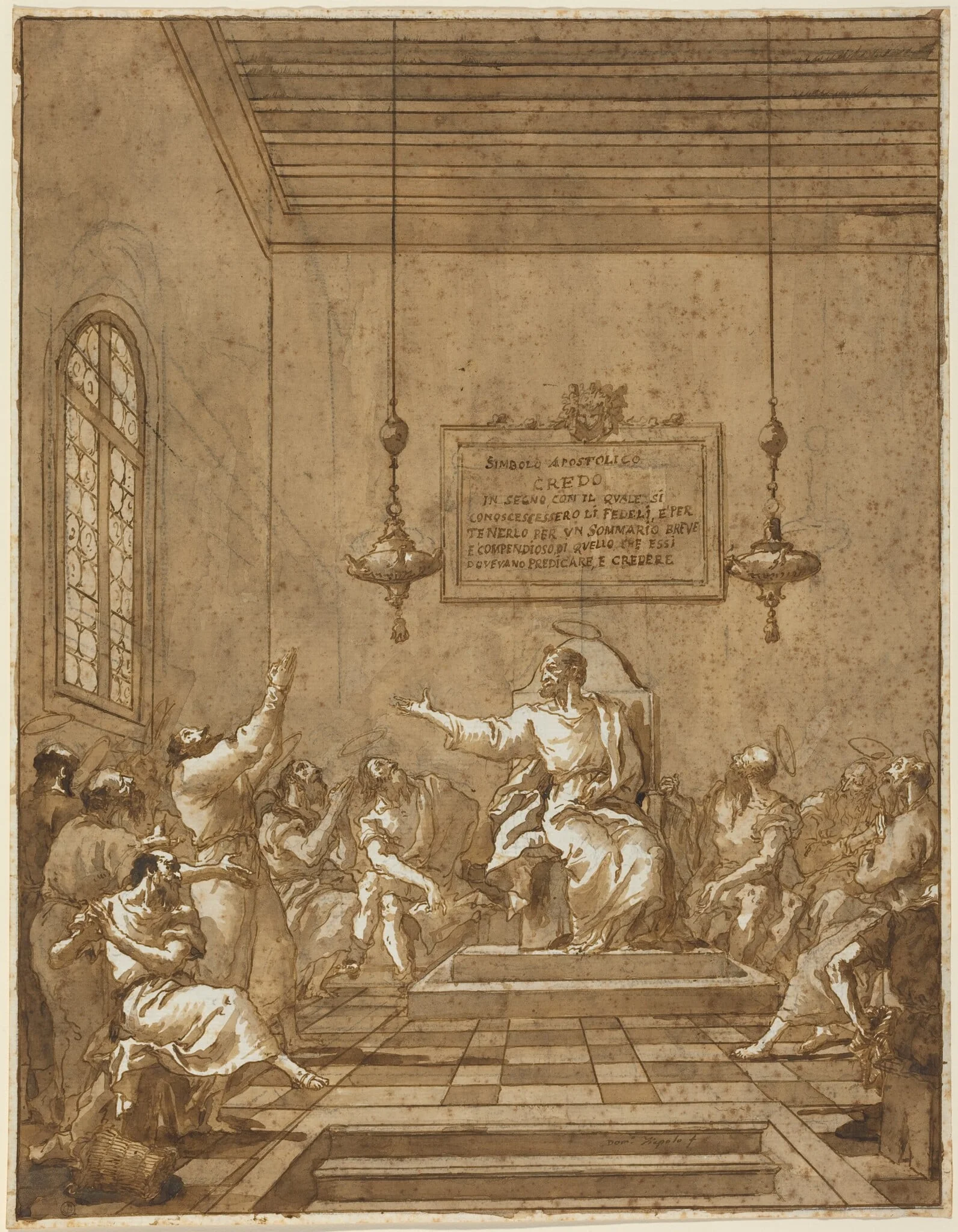 The Apostles' Creed, by Giovanni Domenico Tiepolo, chalk, 1780