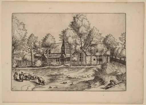 Country Village with Church