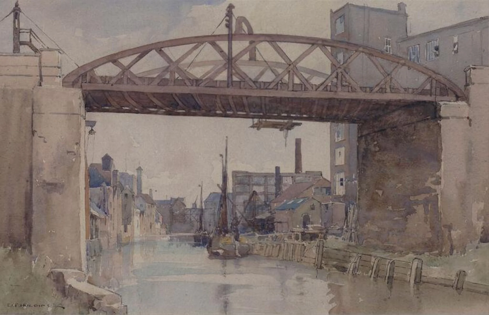 Entrance to Maidstone, by Edgar Thomas Holding, watercolor, 1885
