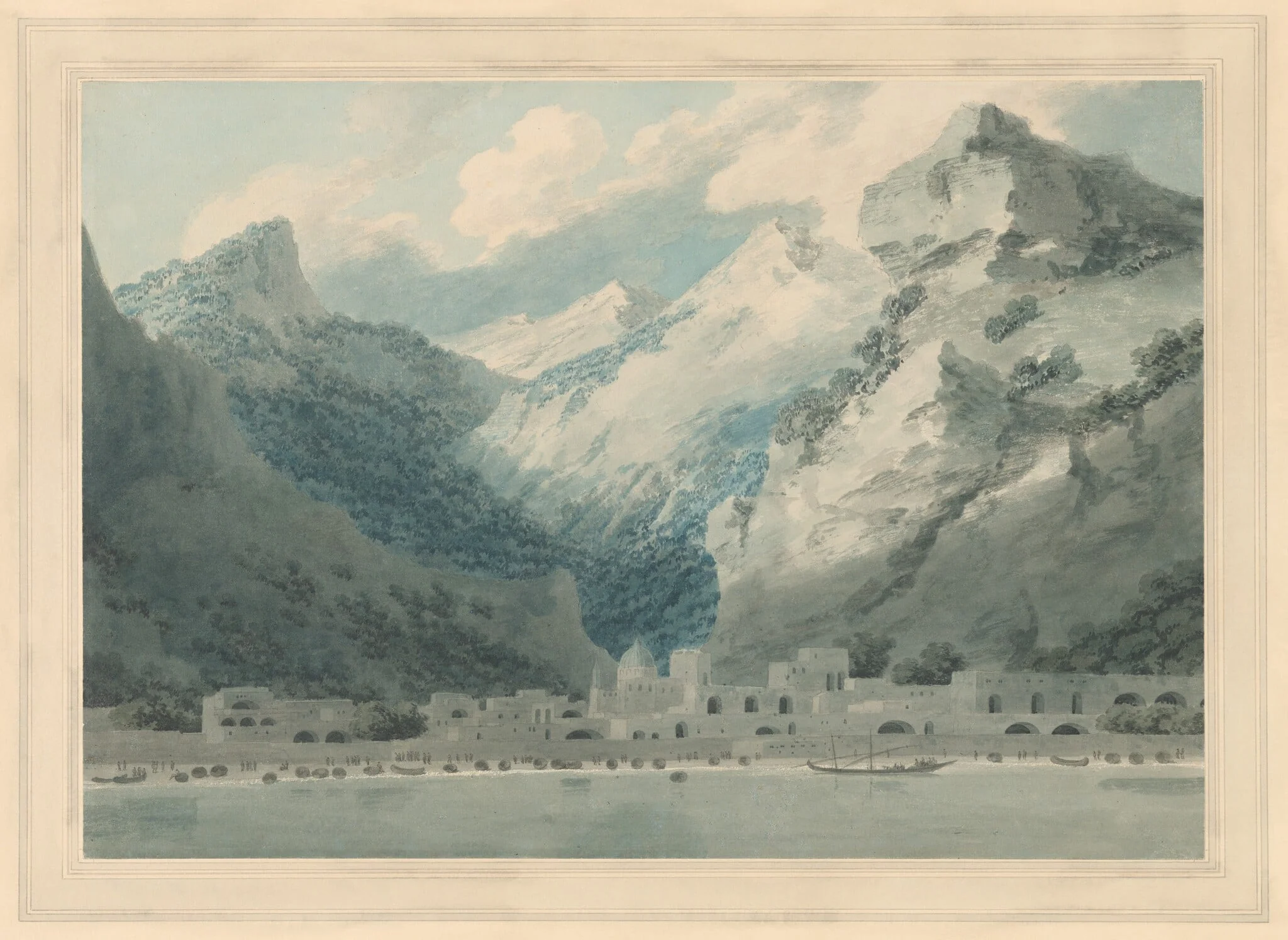 Cetara on the Gulf of Salerno, by John Robert Cozens, graphite, 1790