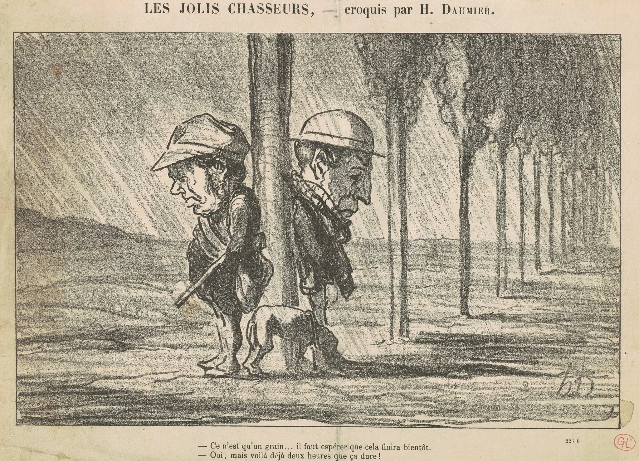 Les Jolis Chasseurs, by Honoré Daumier, ink, 1864