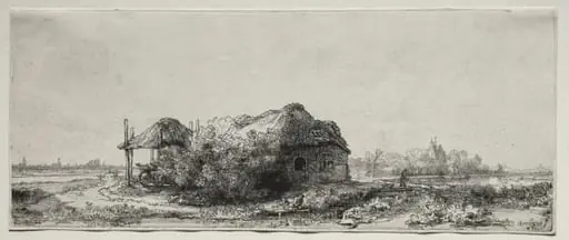 Landscape with a  Cottage and Hay Barn: Oblong