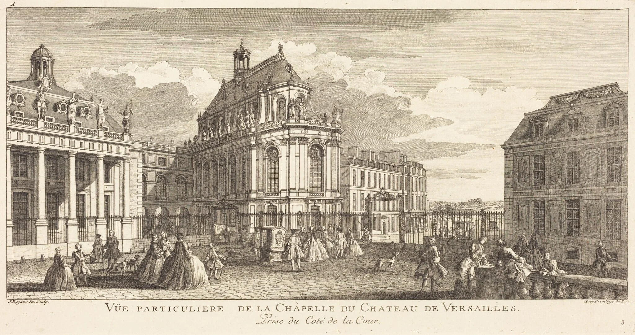 Vue Particuliere de la Chapelle du Chateau deVersailles, by Jean-Baptiste Rigaud, ink, 1746