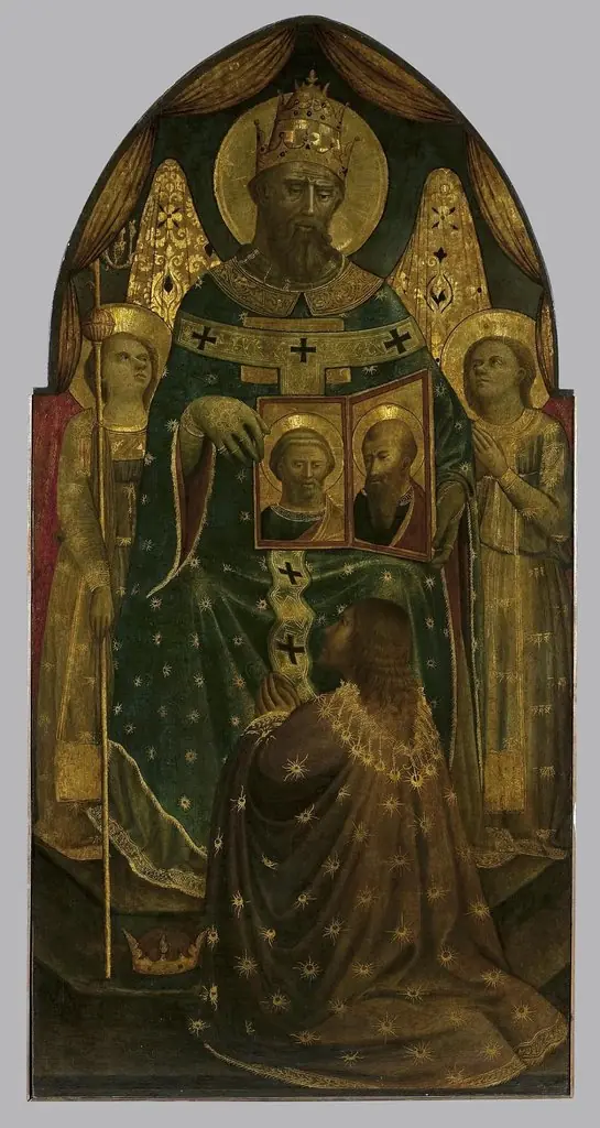 Emperor Constantine in front of Pope Sylvester I Showing Depictions of Sts Peter and Paul (central part of the triptych)