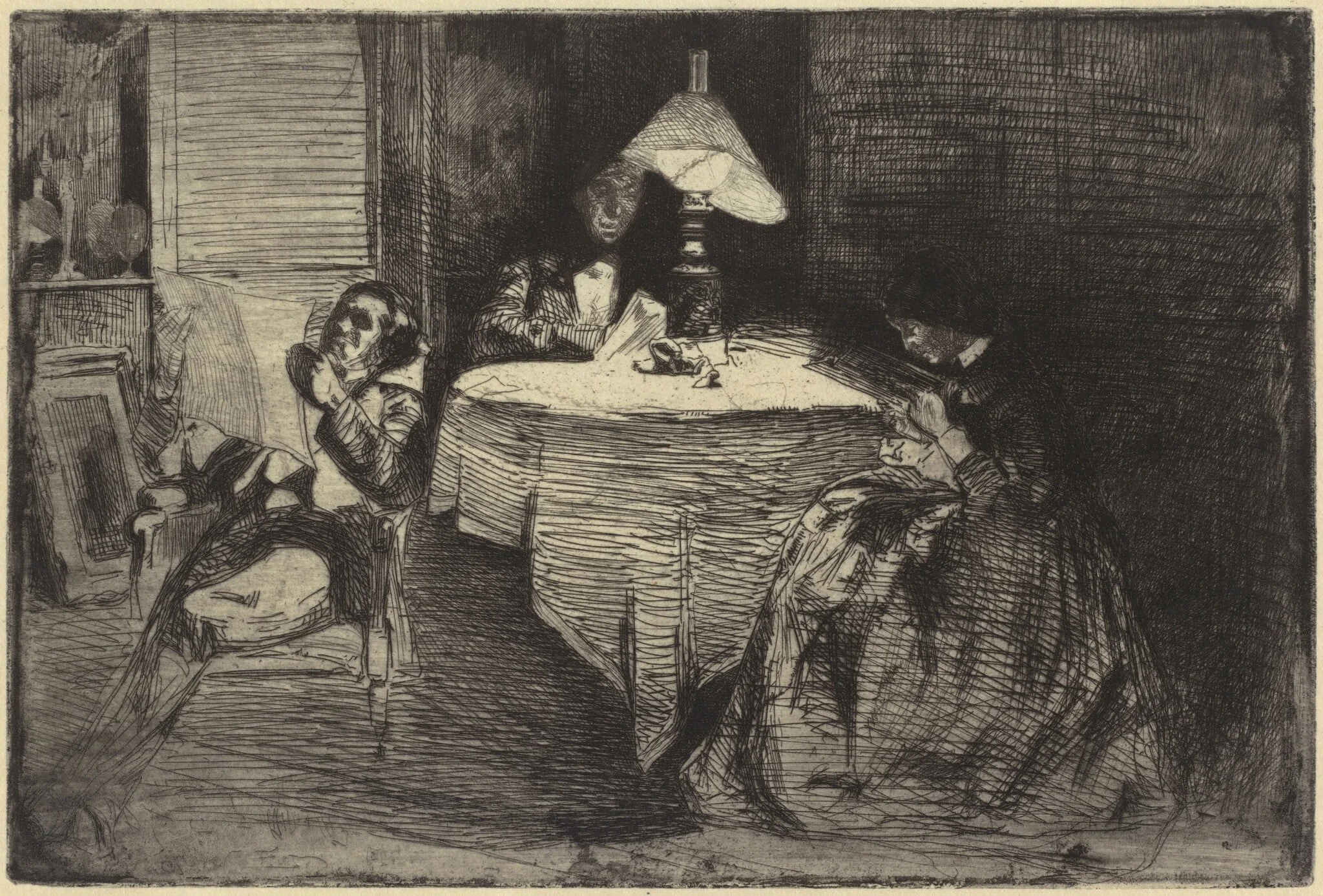 The Music-Room, by James McNeill Whistler, ink, 1858