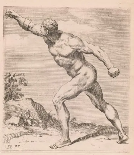 A Nude Fighting Man, side view, turned to left [plate 27]