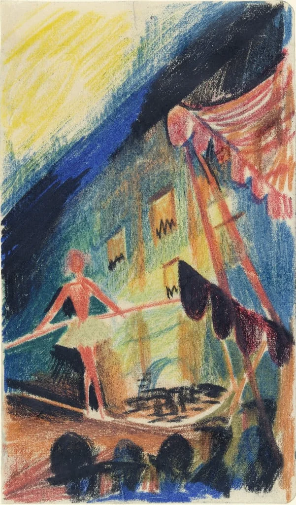 Untitled, by August Macke, crayon, 1914