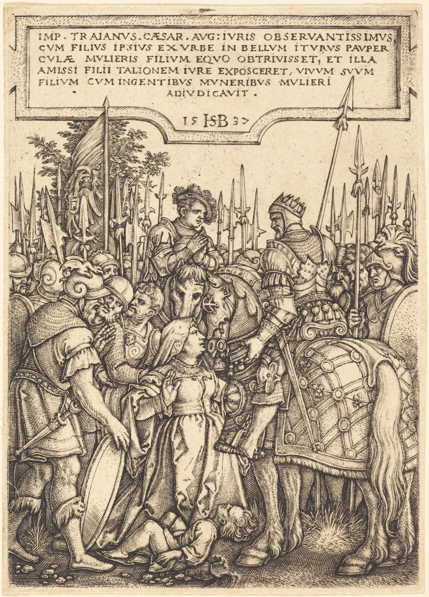 The Justice of Trajan, by Sebald Beham, ink, 1537