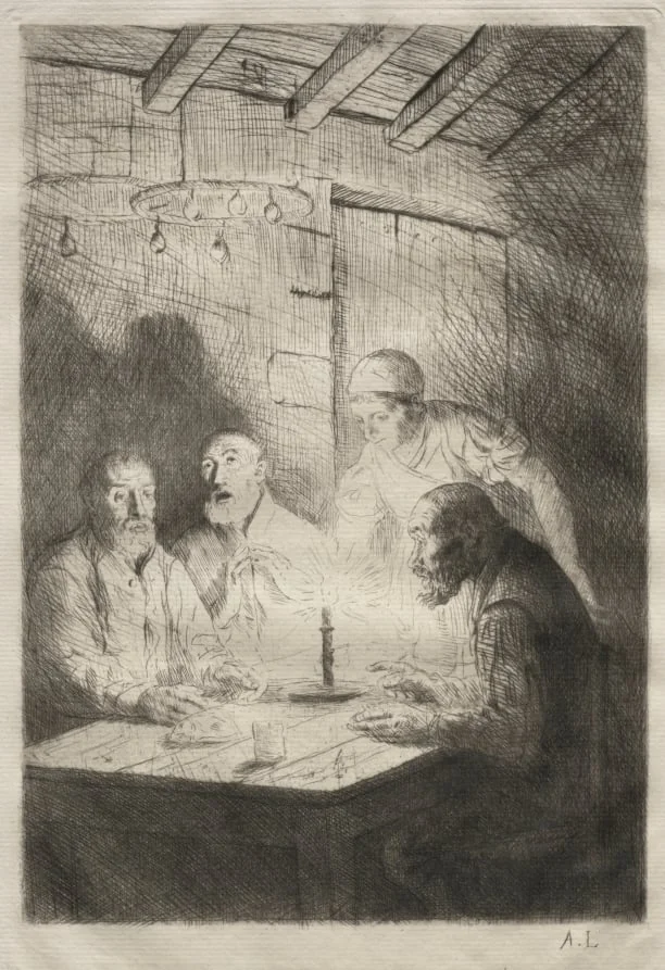 Le Souper chez misère, by Alphonse Legros, 1884