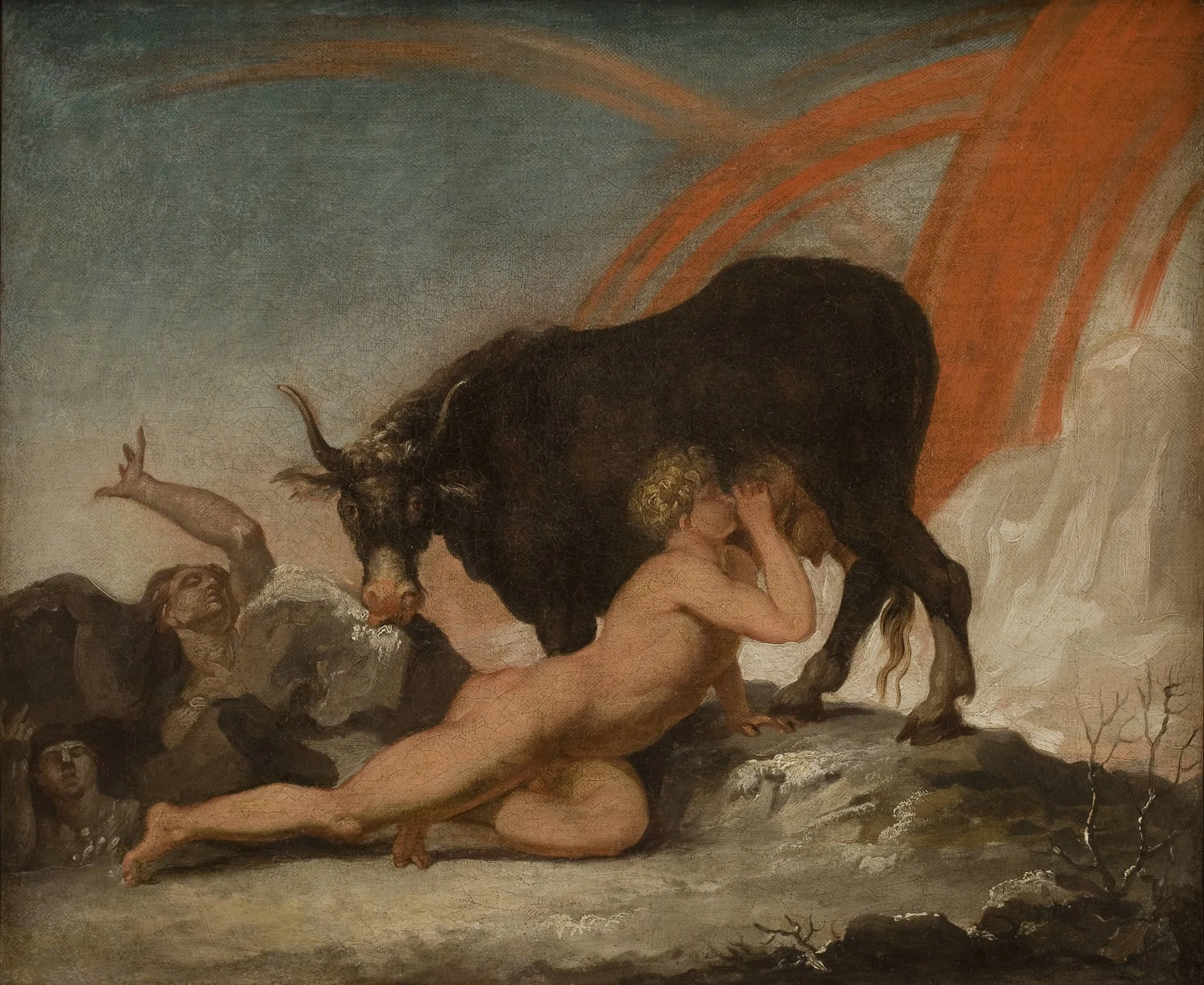 Ymir Suckling the Cow Audhumla, by Unknown, 1750