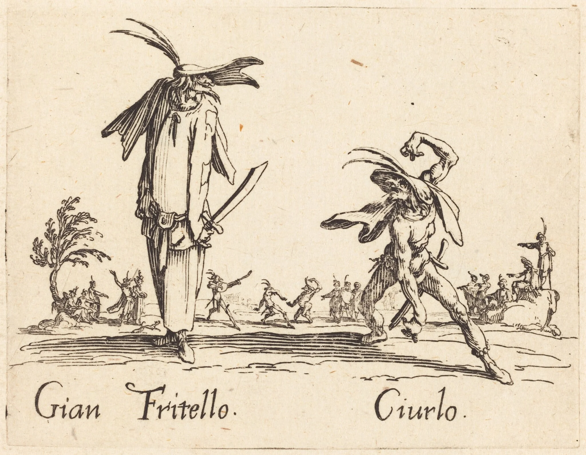 Gian Fritello and Ciurlo, by Jacques Callot, ink, 1622