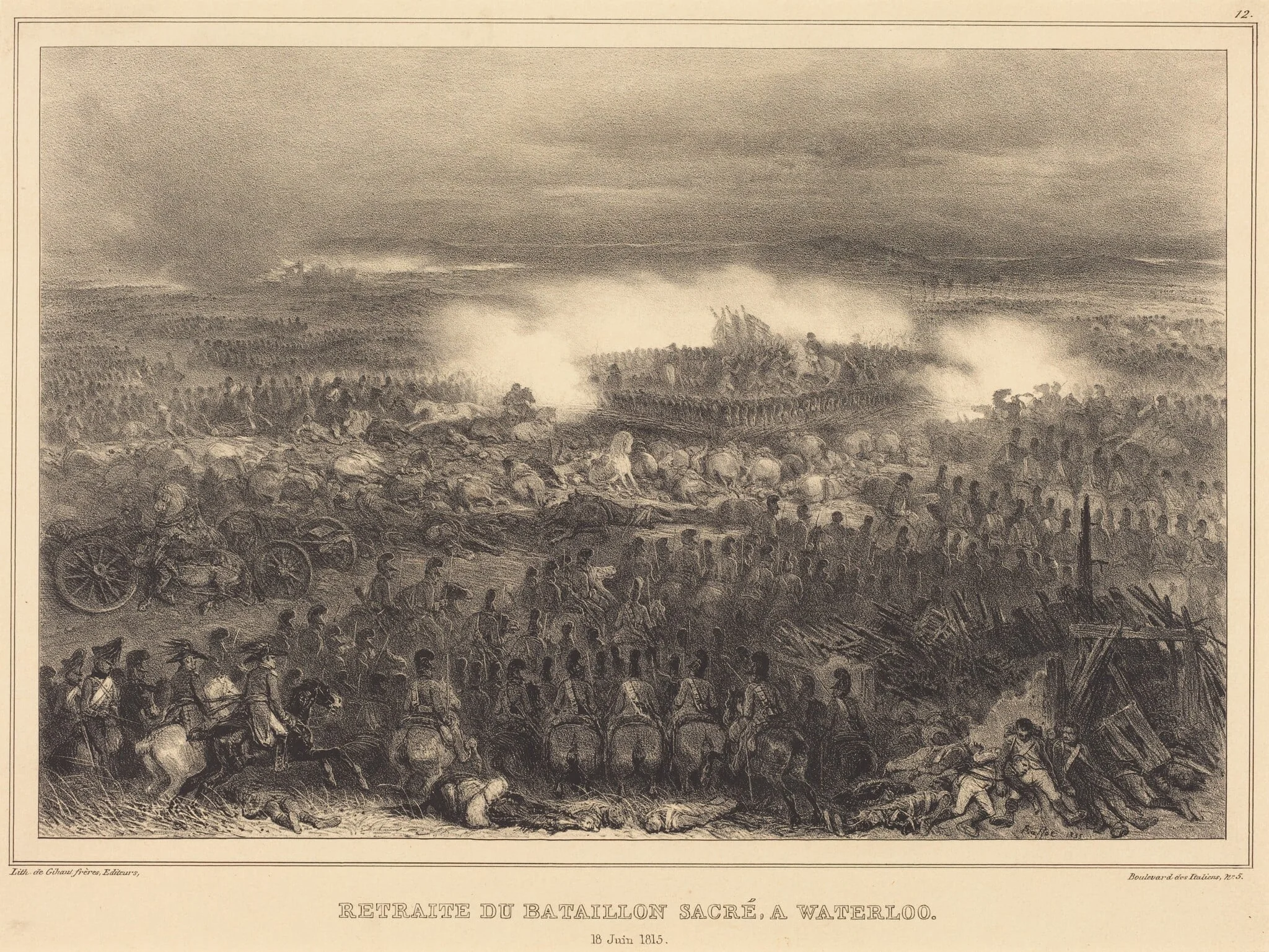 Retreat at Waterloo, by Auguste Raffet, ink, 1835