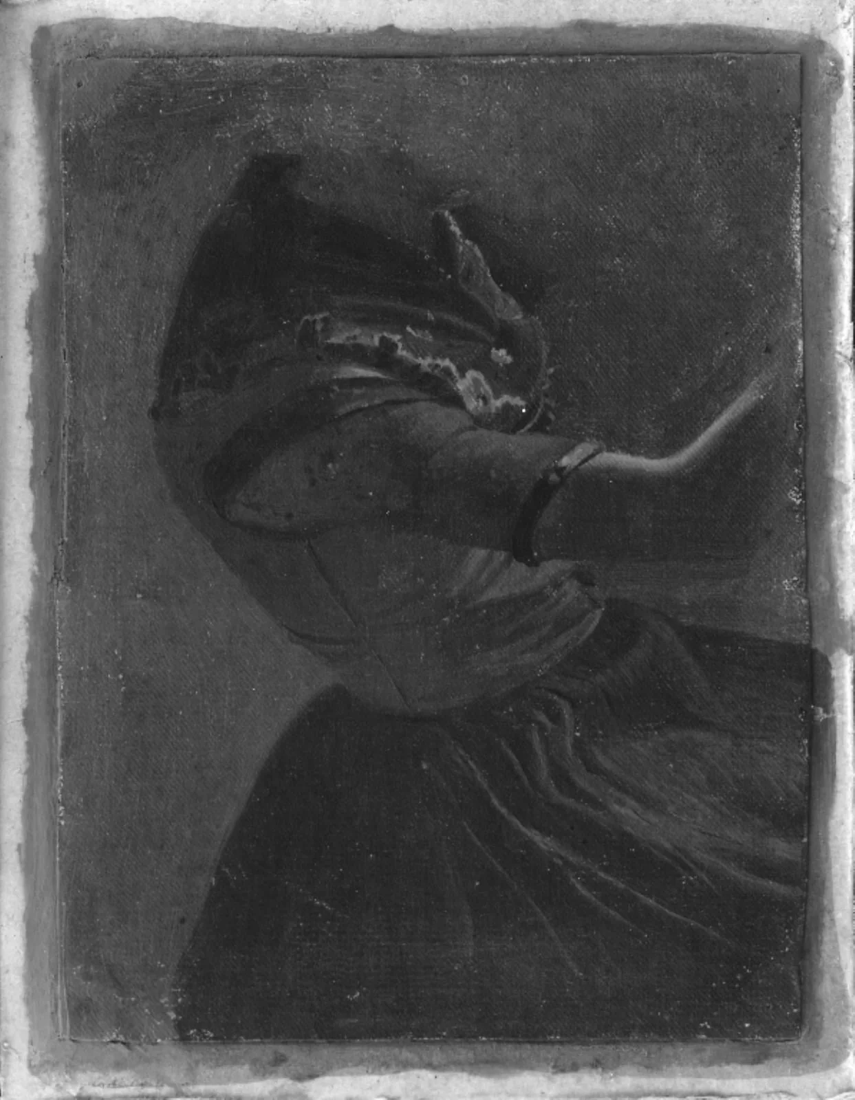 Dragt- og bevægelsesstudie af en ung kvinde i bondedragt, by Unknown, 1850