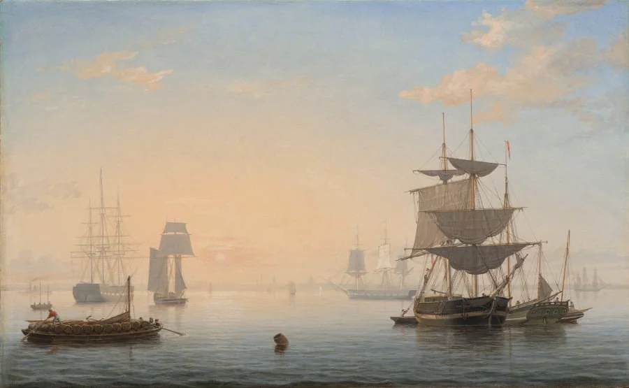 Harbor of Boston, with the City in the Distance, by Fitz Henry Lane, unspecified, 1846