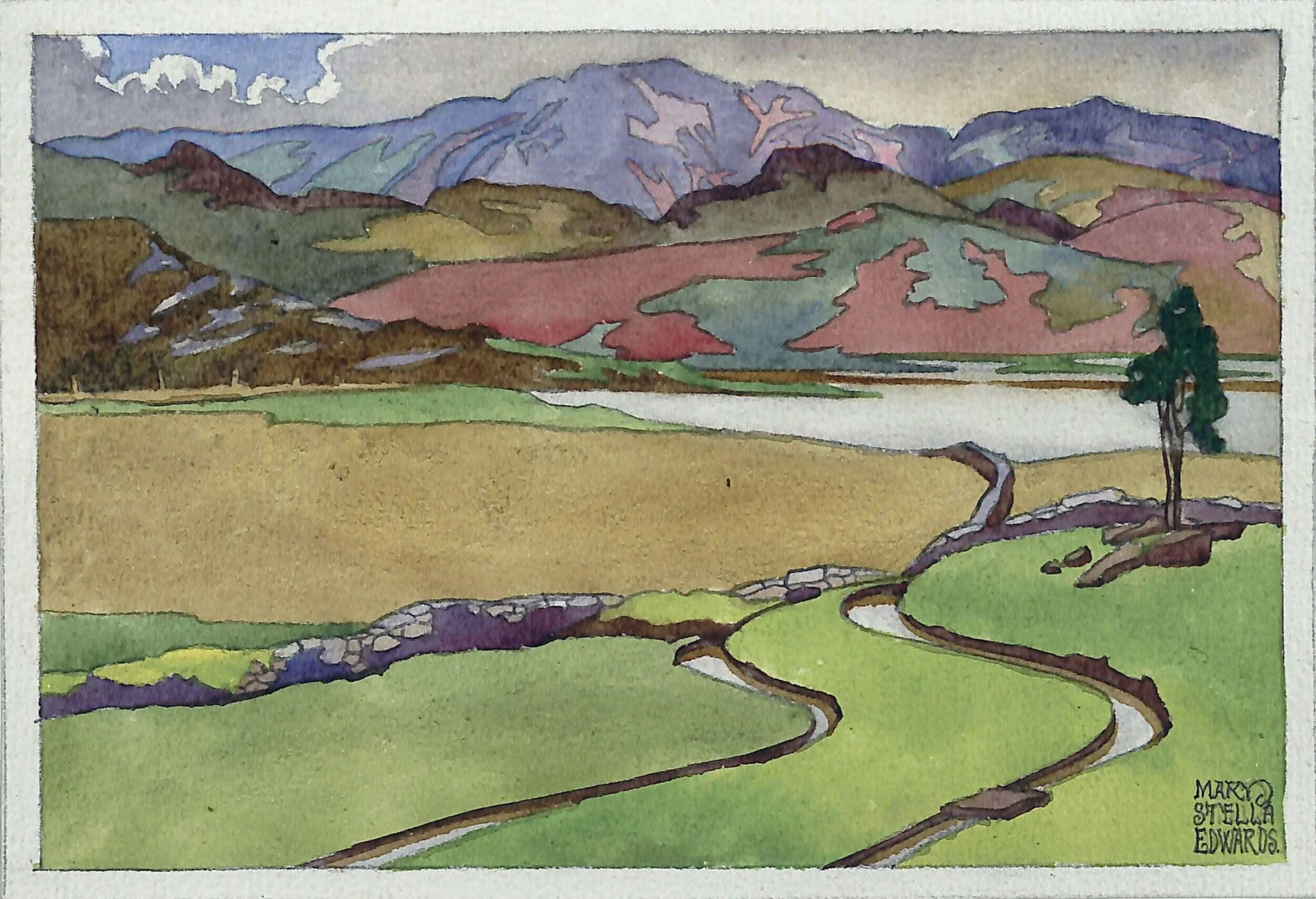 Llyn Tyn-Y-Mynydd, North Wales, by Mary Stella Edwards, watercolor, 1920