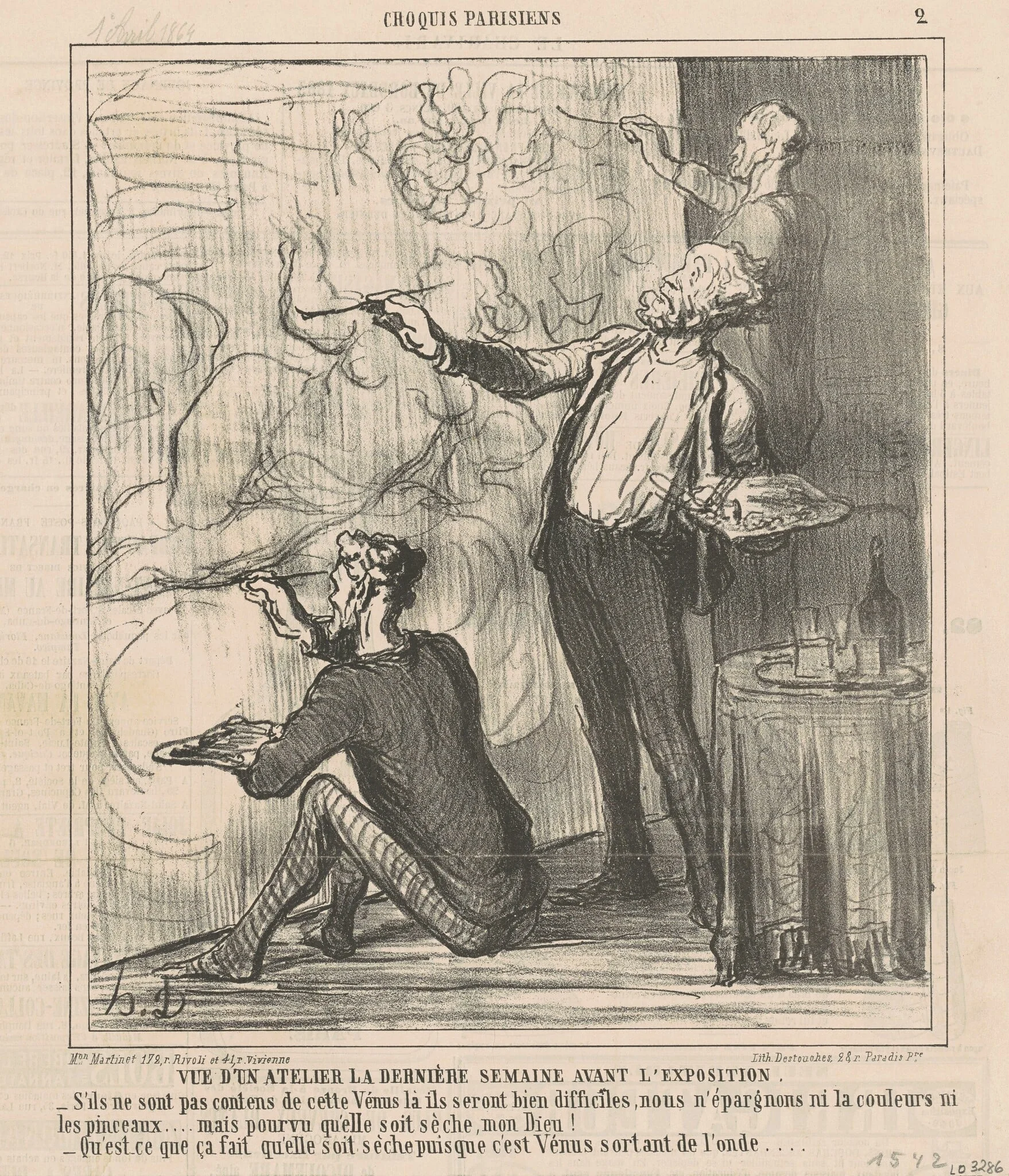 Vue d'un atelier ..., by Honoré Daumier, ink, 1864