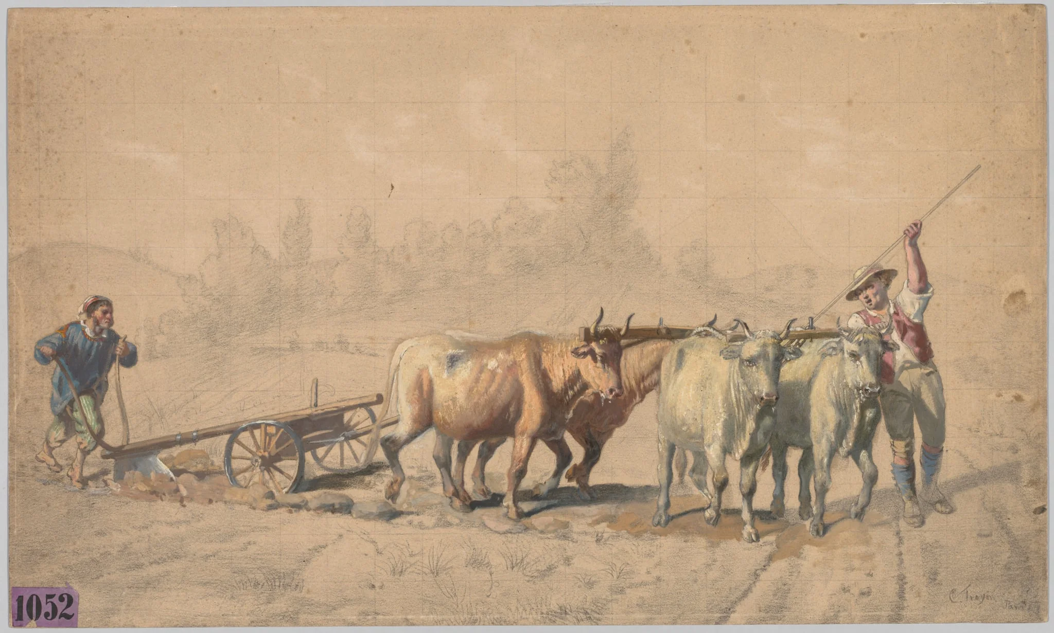 Four Oxen Pulling a Plough, by Constant Troyon, 1853