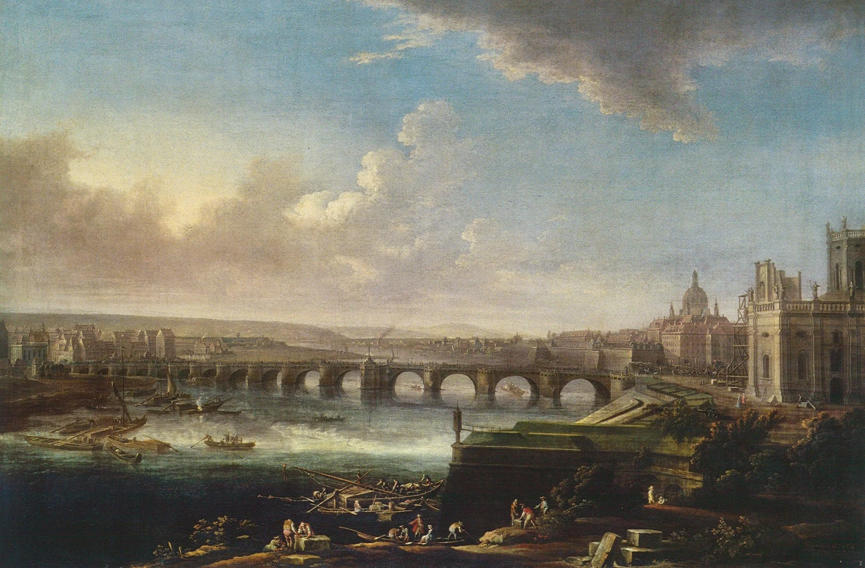 View of Dresden with the Augustus Bridge, by Johann Alexander Thiele, oil, 1746