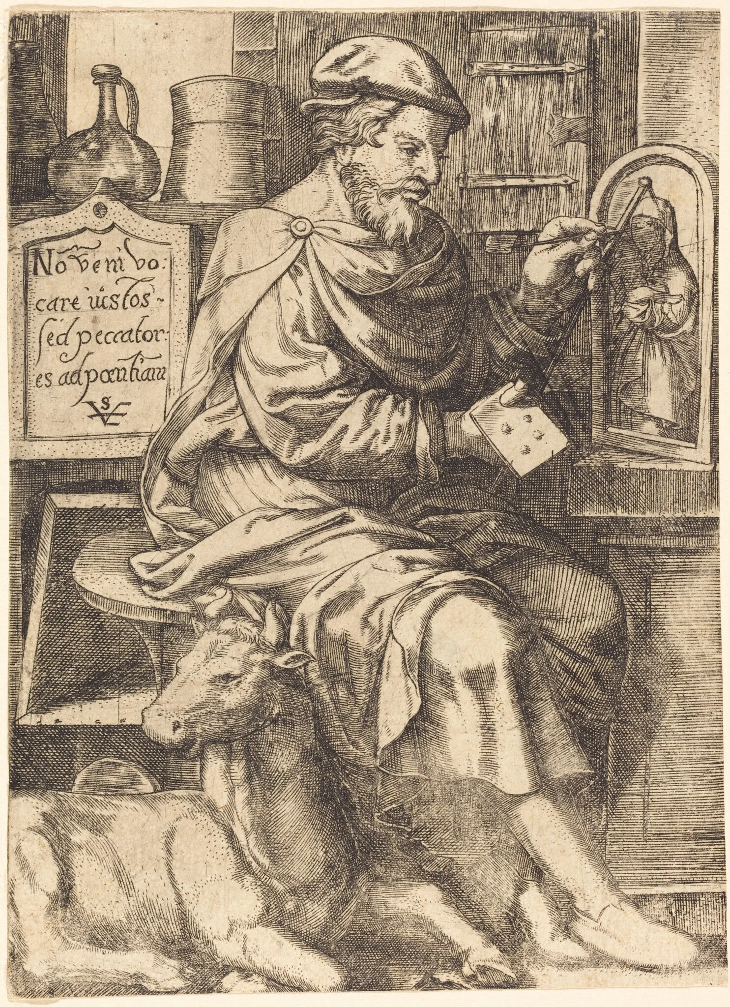 Saint Luke, by Johann Ladenspelder, ink, 1536
