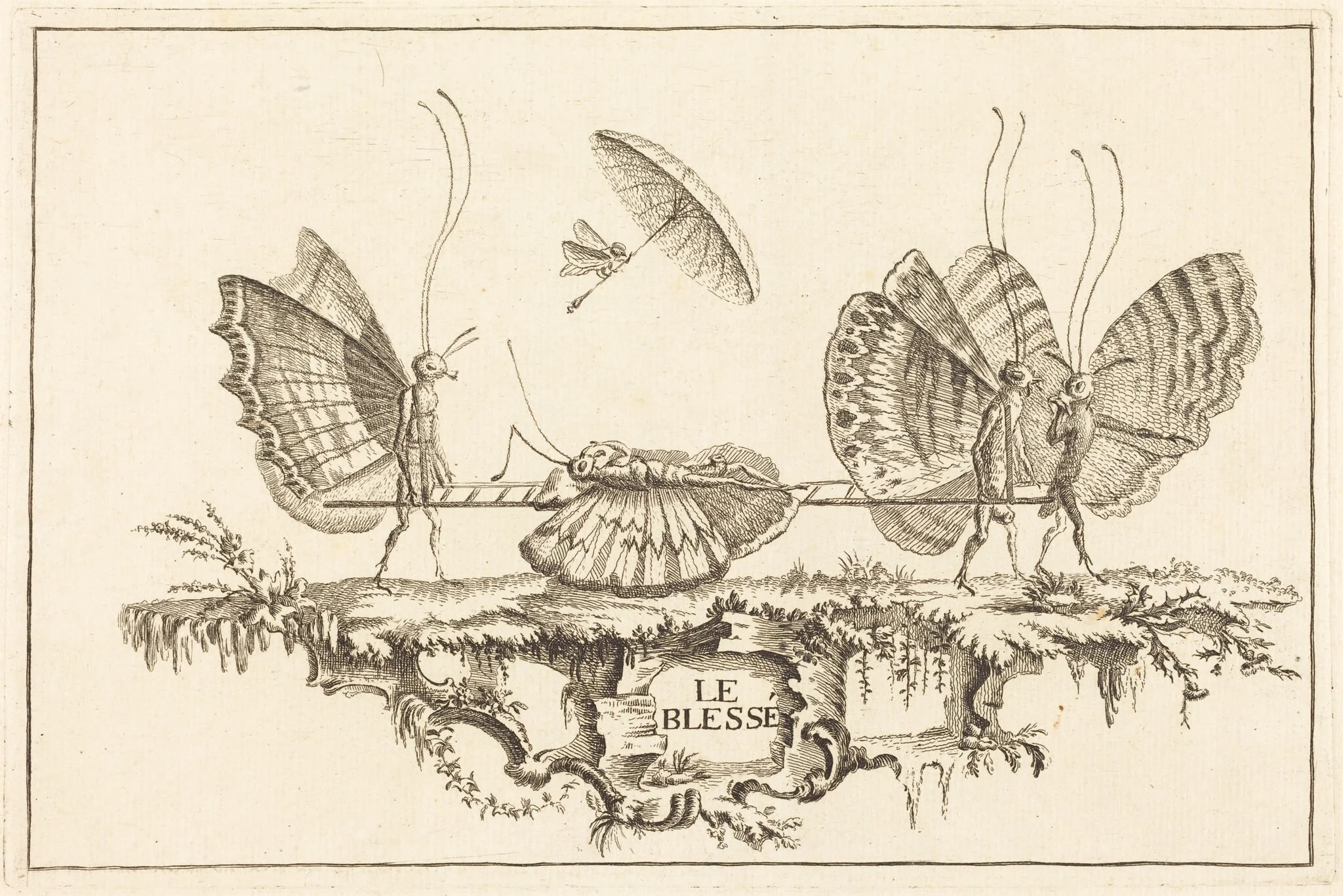 Le Blessé (The Wounded), by Henri M. Petiet, ink, 1748