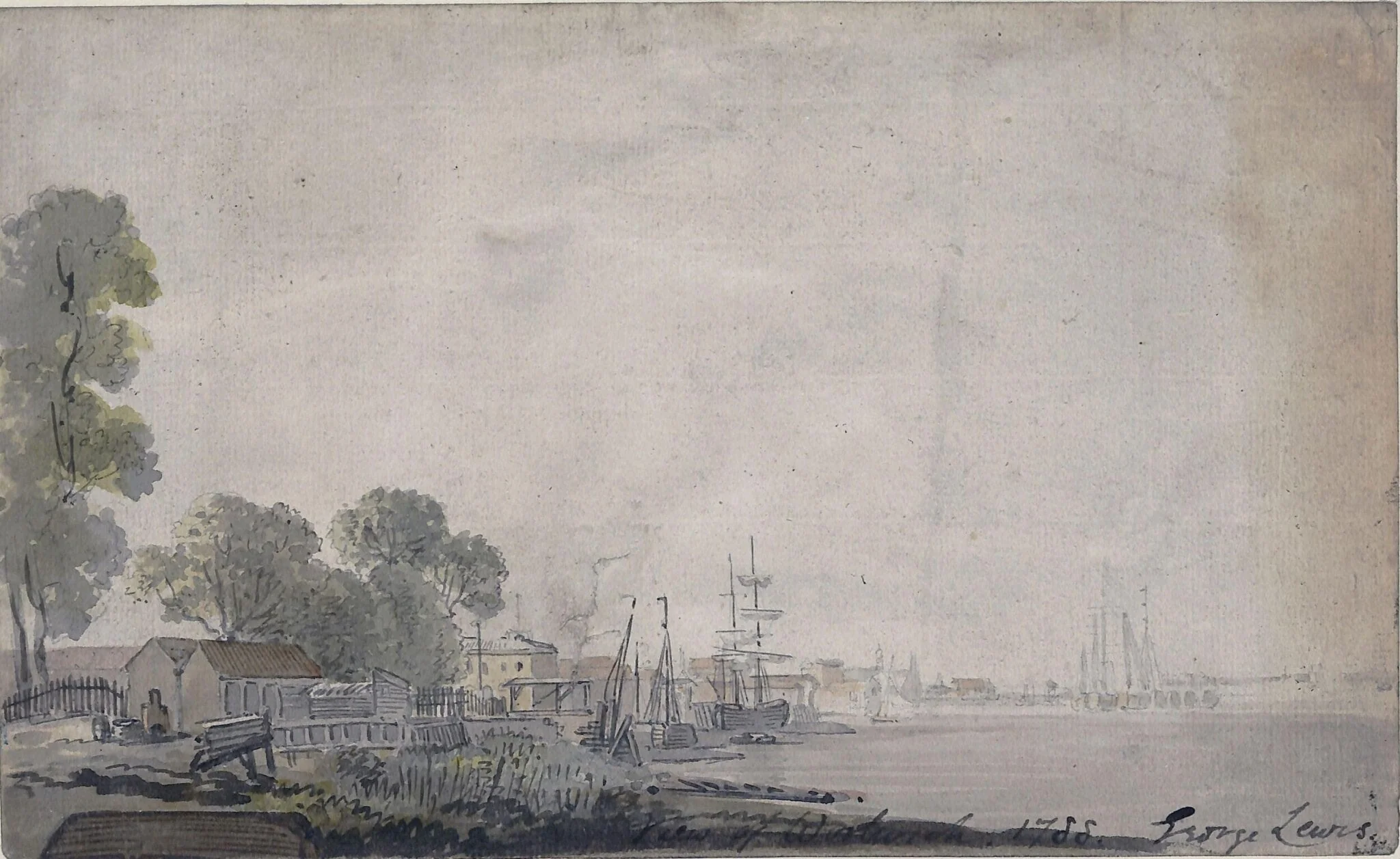 View of Woolwich, by George Lewis, watercolor, 1788