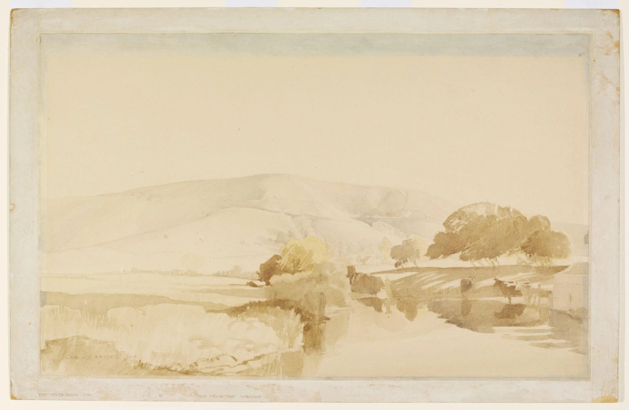 The Southdown, Underhill Road; Ditchling Beacon, from the Meadows near Westmeston, by Charles Knight, watercolor, 1940