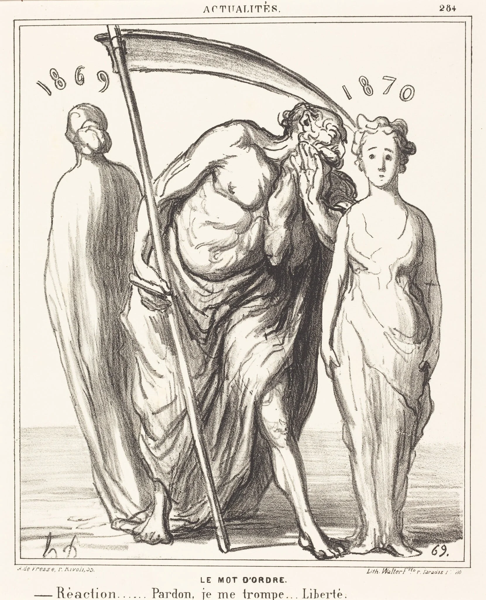 Le Mot d'ordre: Réaction... Pardon... Liberté, by Honoré Daumier, ink, 1869
