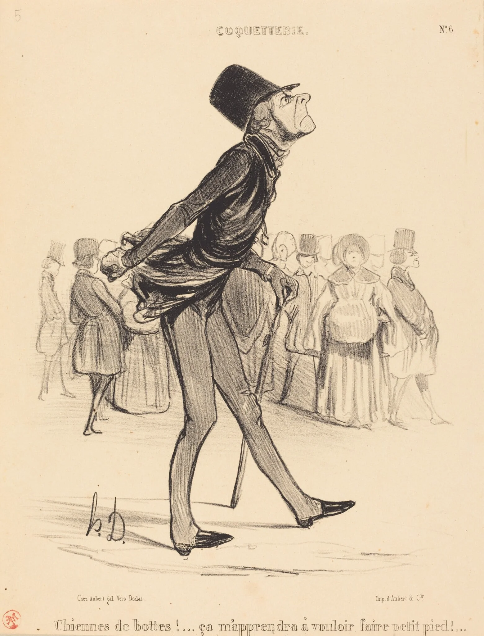 Chiennes de bottes!..., by Honoré Daumier, ink, 1840