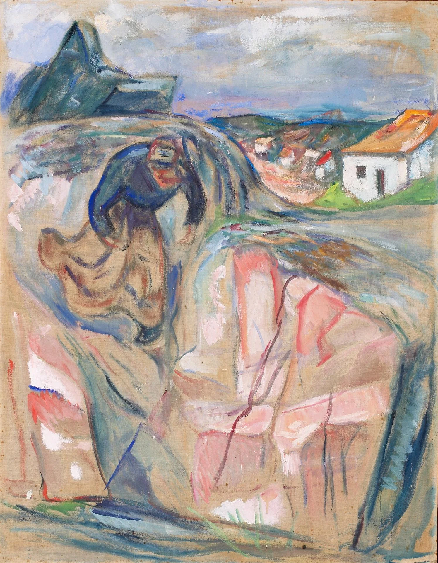 Woman Hurrying Downwards, by Edvard Munch, oil, 1909