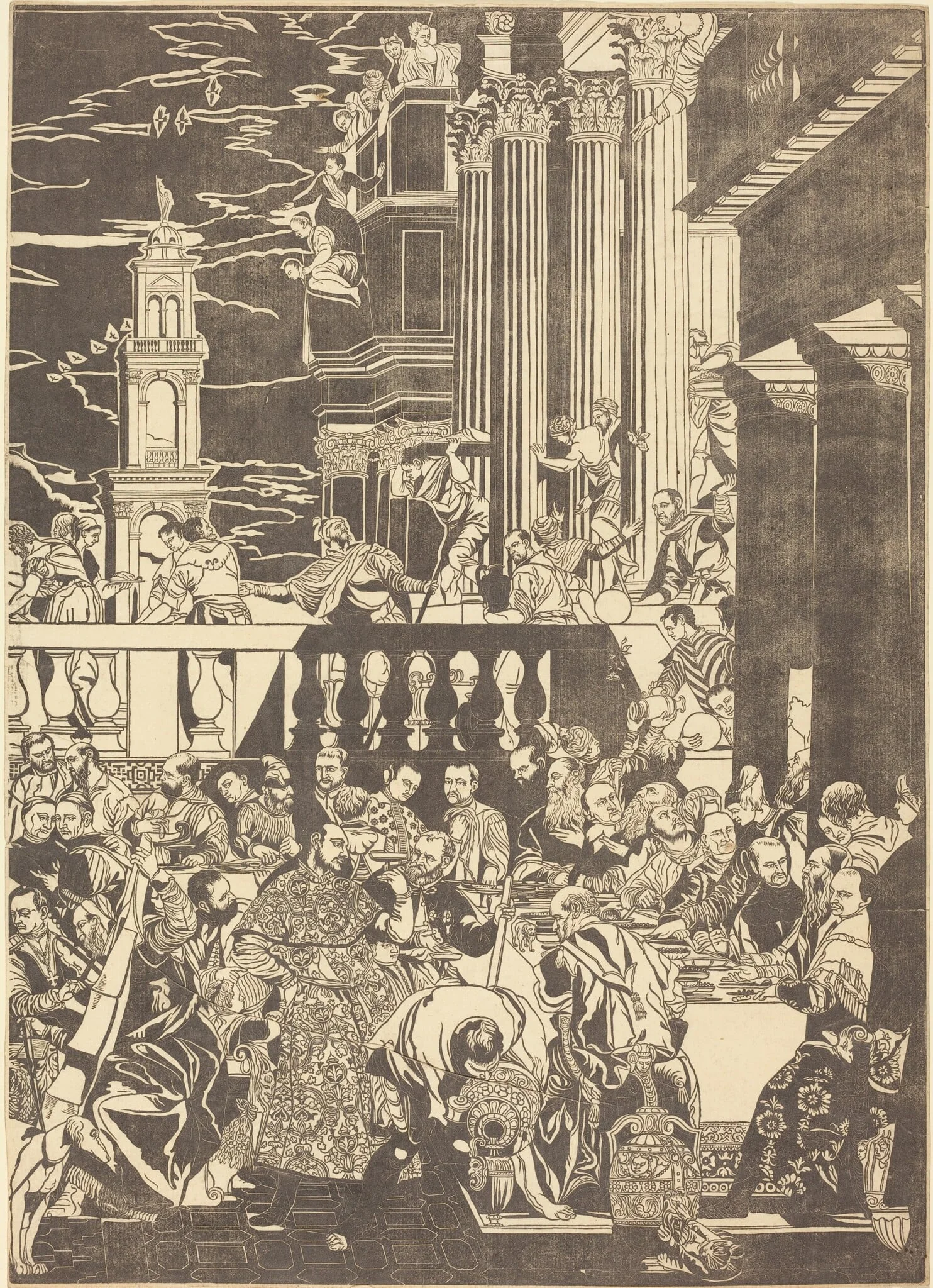 The Marriage at Cana [right plate], by John Baptist Jackson, ink, 1740
