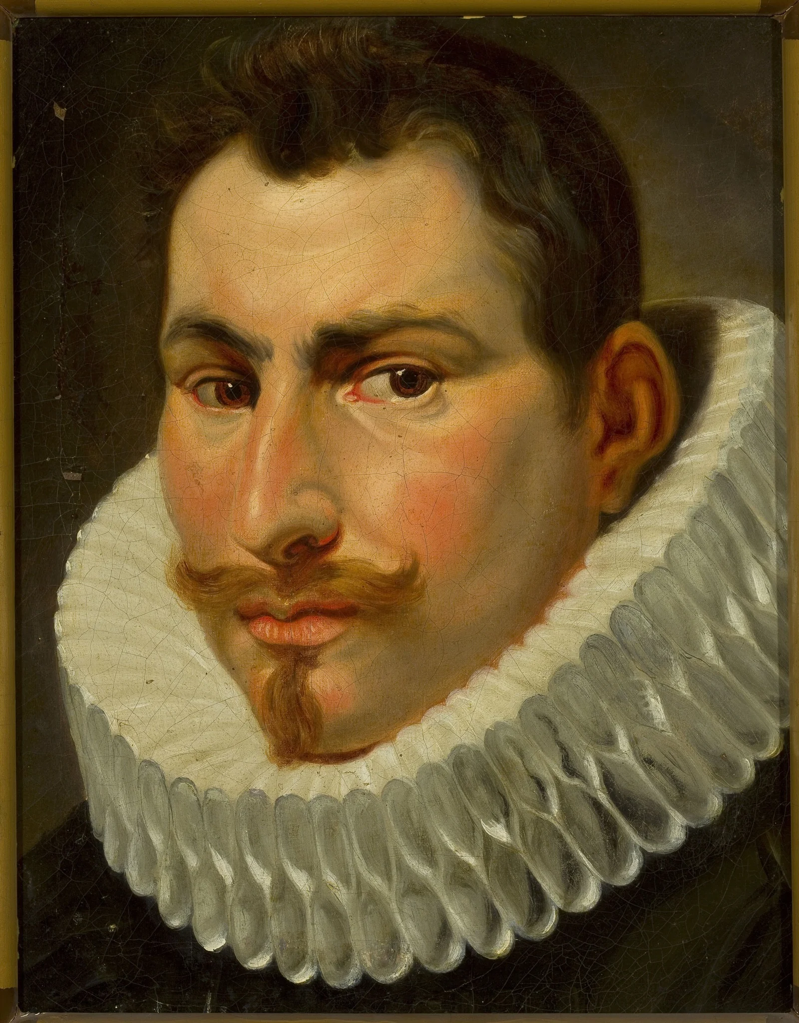 Head of a man in a frill, by Unknown, oil