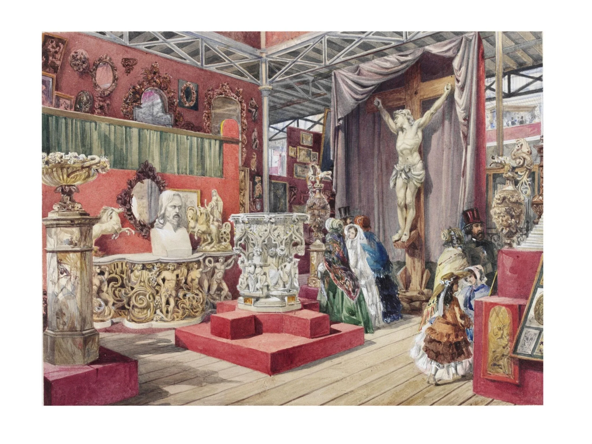 Part of the Fine Arts Court, by J Michael, watercolor, 1851