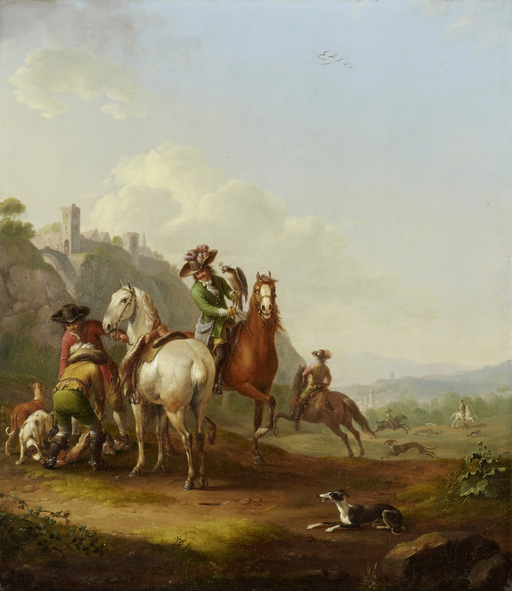 Hare-Hunt with Falconer, by Johann Georg Pforr, unspecified, 1794