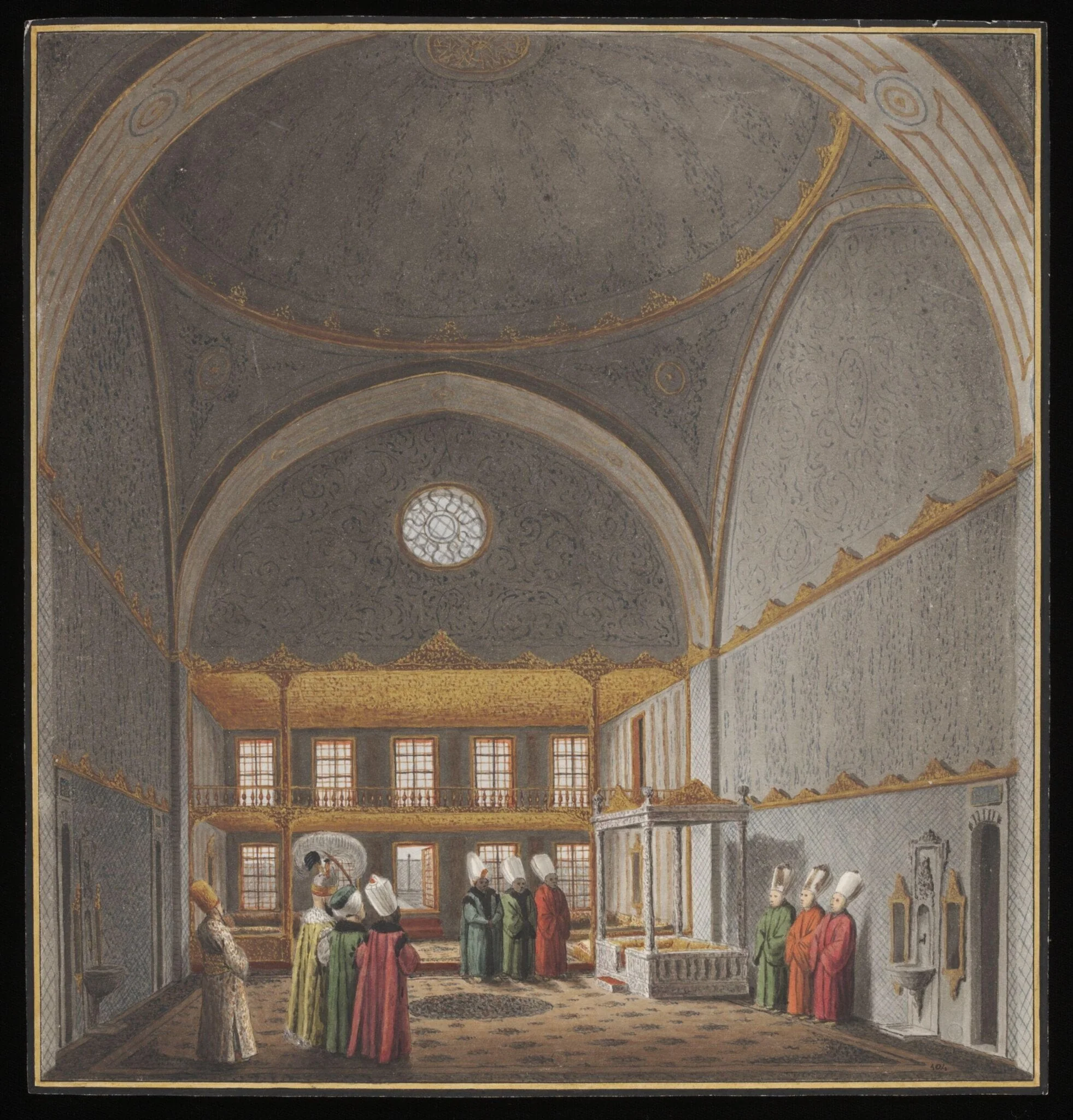 Mabeyin or Hall of Audience at Topkapi Saray, by Anonymous Greek artist, watercolor, 1809