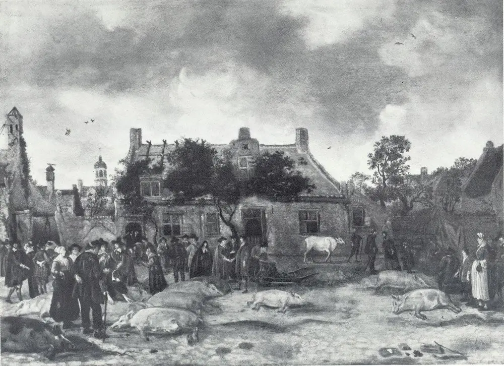 Selling Pigs at the Market in The Hague