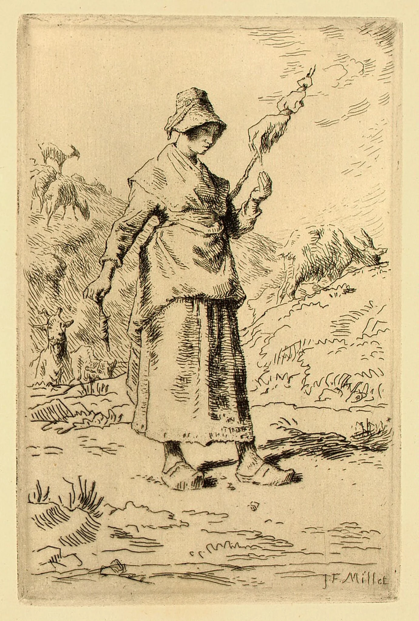 Composition de F. Millet (Composition by F. Millet), by Jean François Millet, ink, 1869
