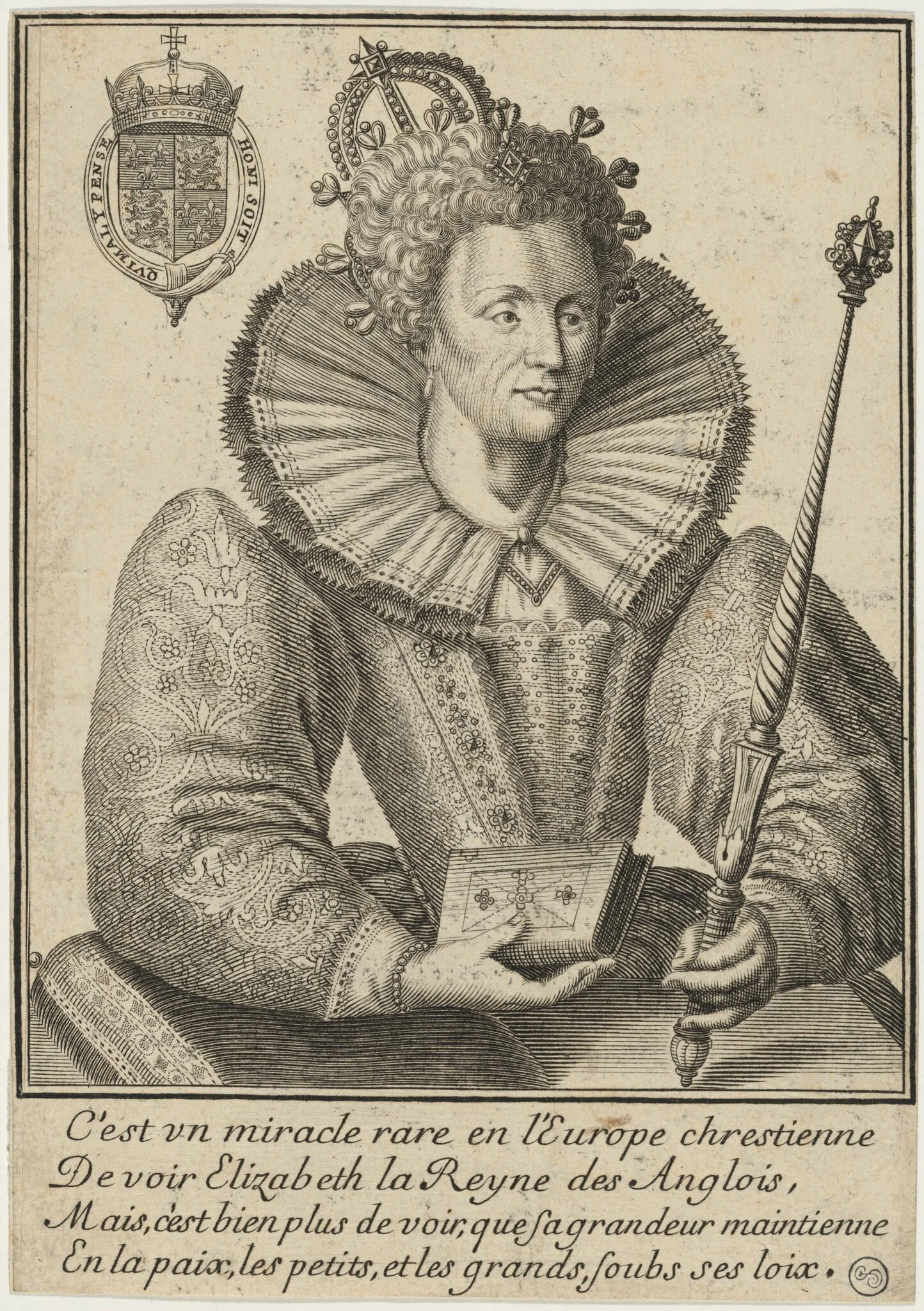 Queen Elizabeth, by Unknown, ink, 1601