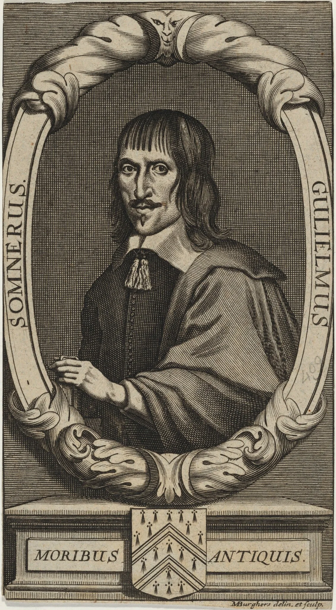 William Somner, Anglo-Saxon Scholar and Antiquary, by Michael Burghers, ink, 1693