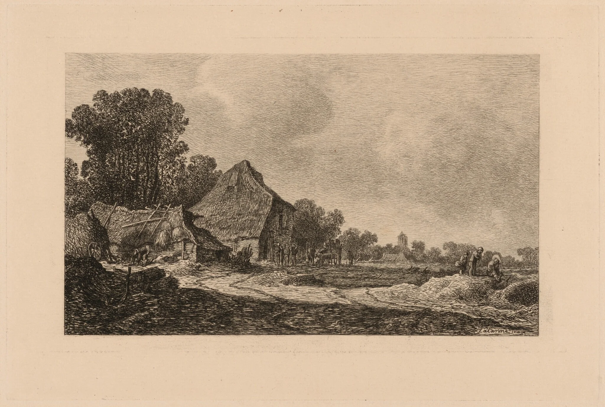 The Cottages, by Maxime Lalanne, ink, 1873