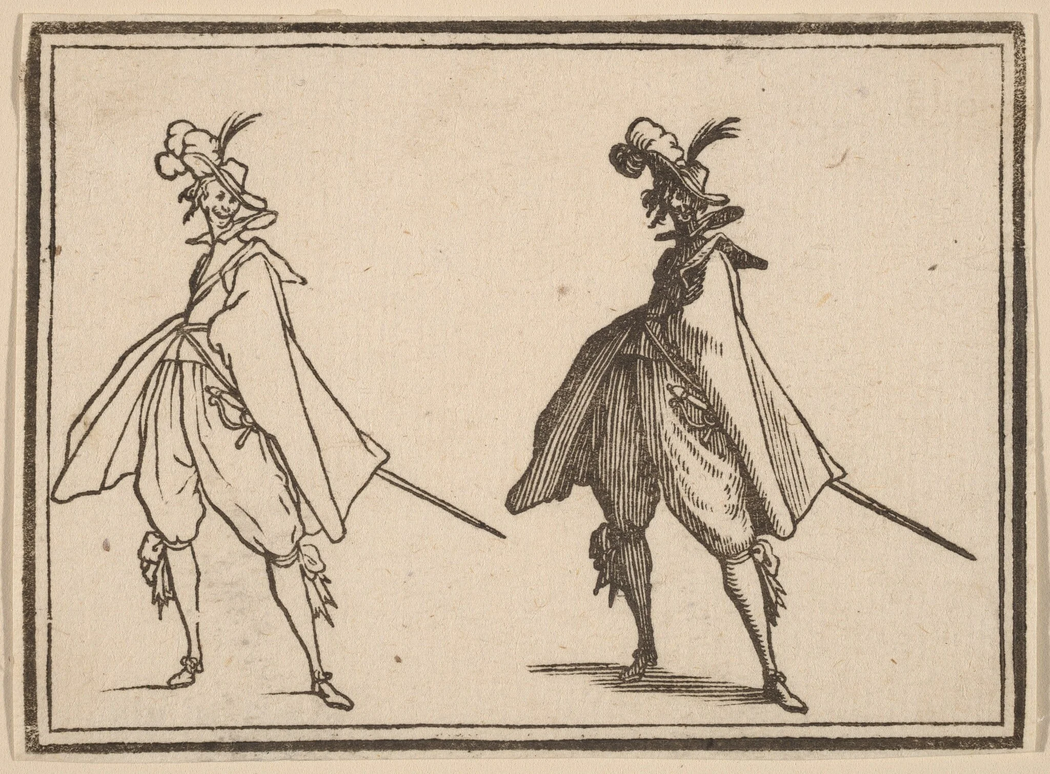 Gentleman in a Large Mantle, Front View, by Edouard Eckman, ink, 1621