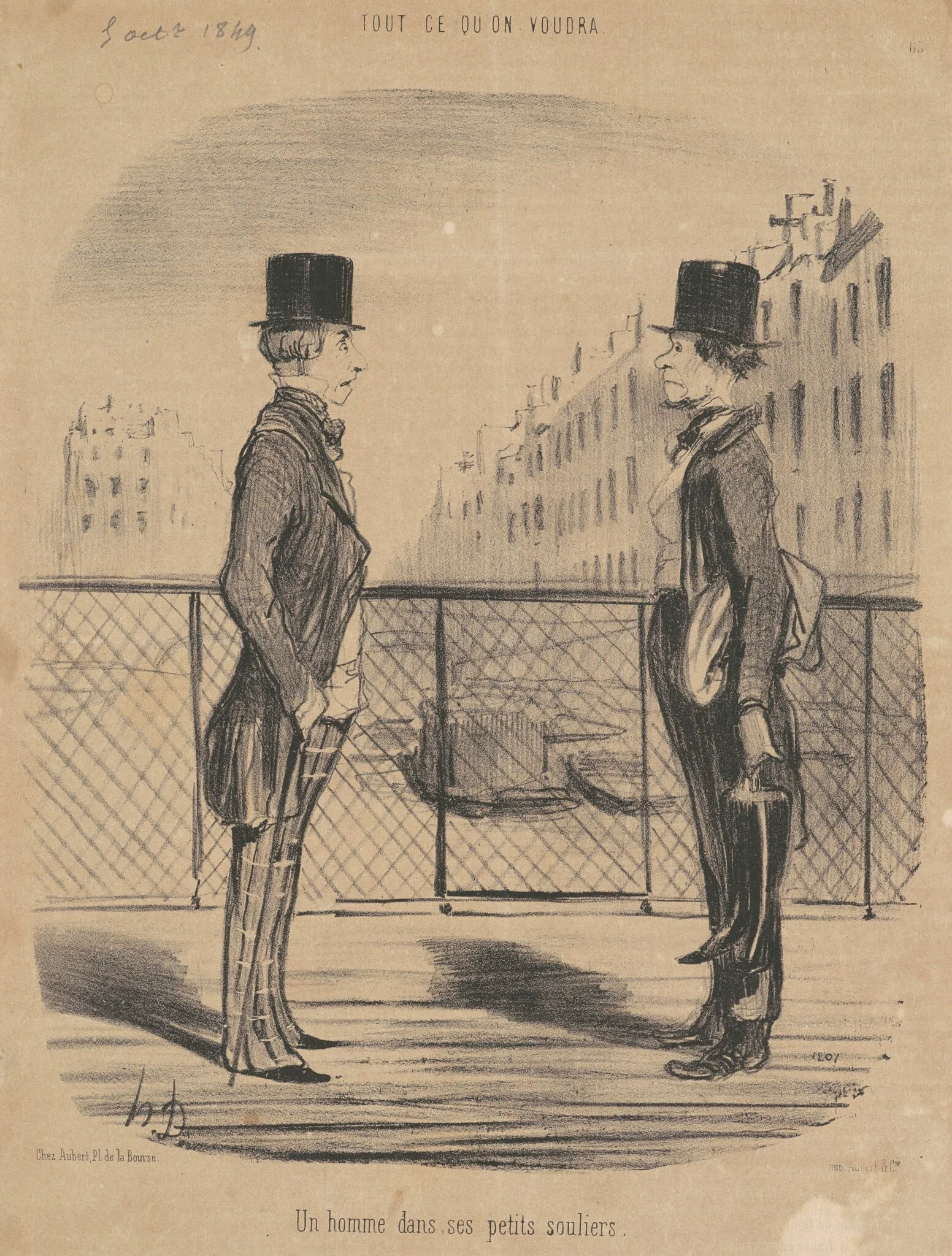 Un homme dans ses petits souliers, by Honoré Daumier, ink, 1849