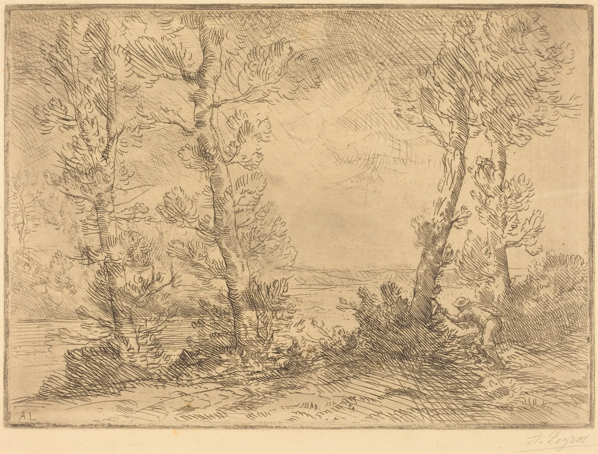Salmon Fisher (Le pecheur du saumon), by Alphonse Legros, ink, 1874