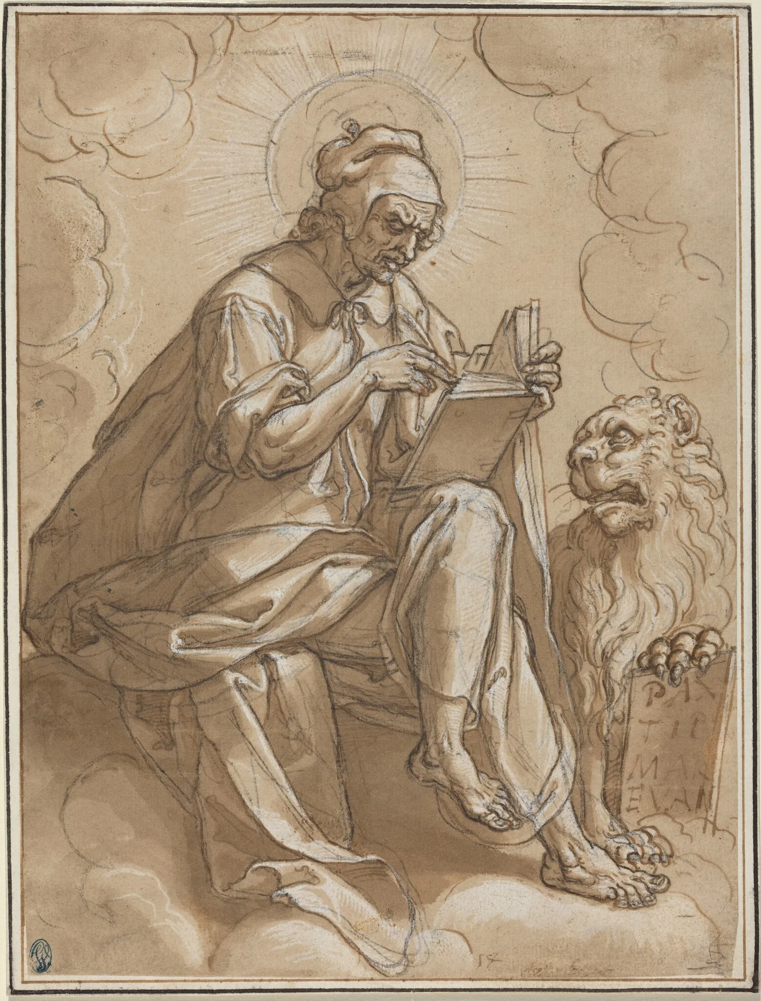Saint Mark the Evangelist, by Peter Candid, ink, 1600