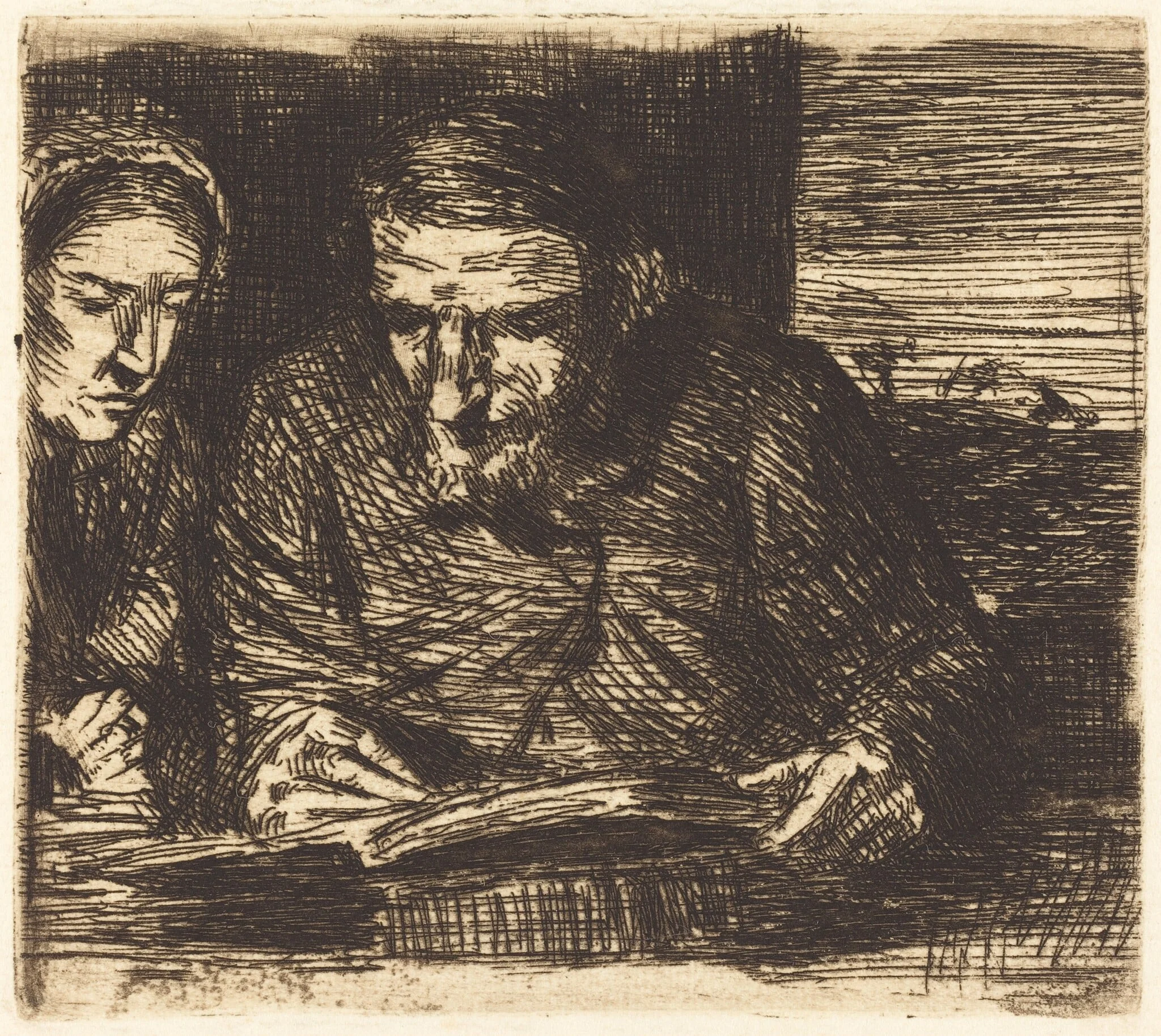 Account Book (Le livre de comptes), by Alphonse Legros, ink, 1874