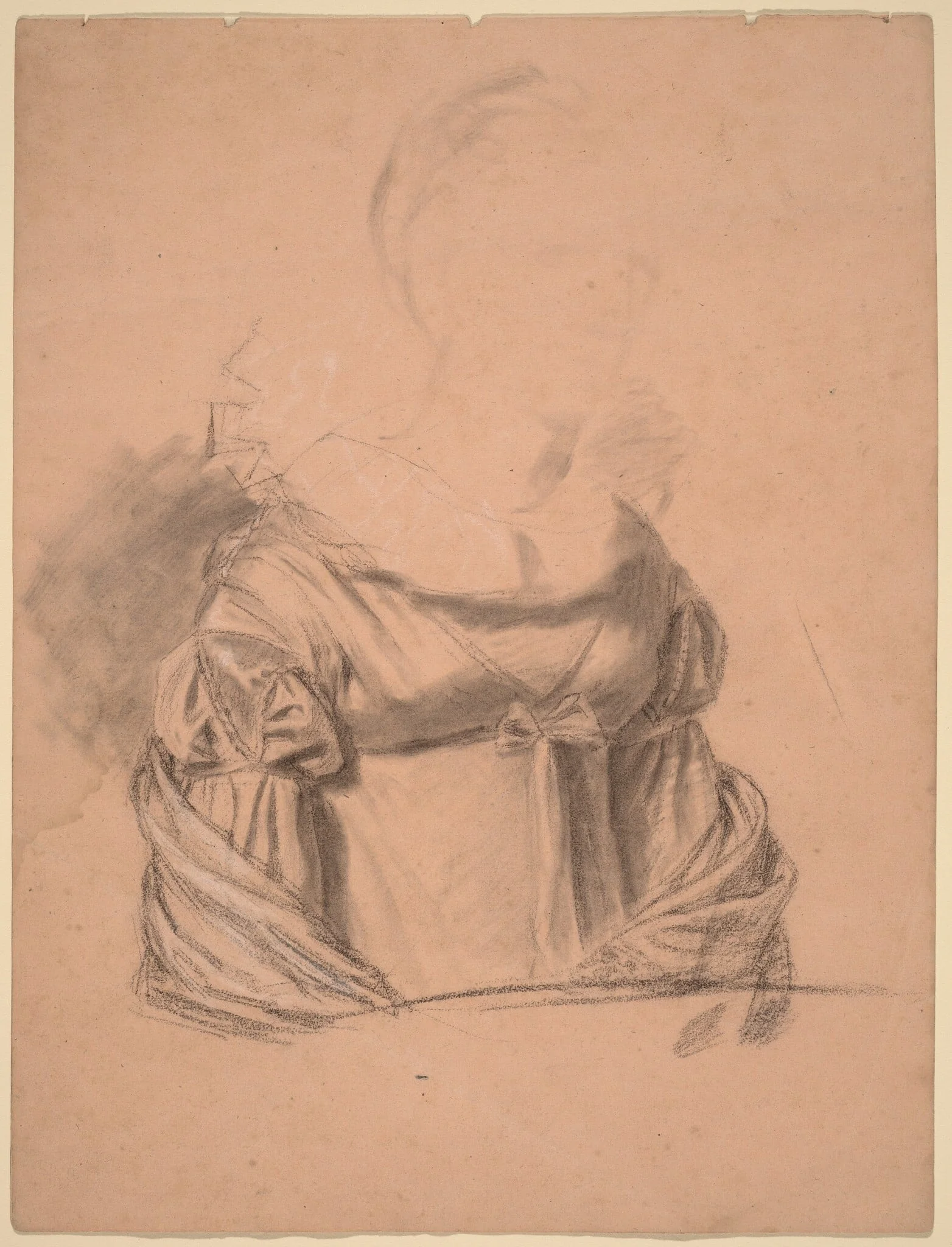 Study of a Woman's Dress, by John Vanderlyn, chalk, 1820